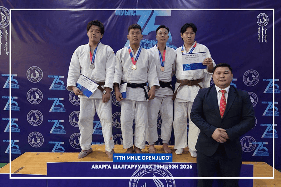 ЖҮДО БОЛОН ЖЮҮ ЖИЦҮ БӨХИЙН АВАРГА ШАЛГАРУУЛАХ "MNUE OPEN" ТЭМЦЭЭНЭЭС ХОС ХҮРЭЛ МЕДАЛЬ ХҮРТЛЭЭ