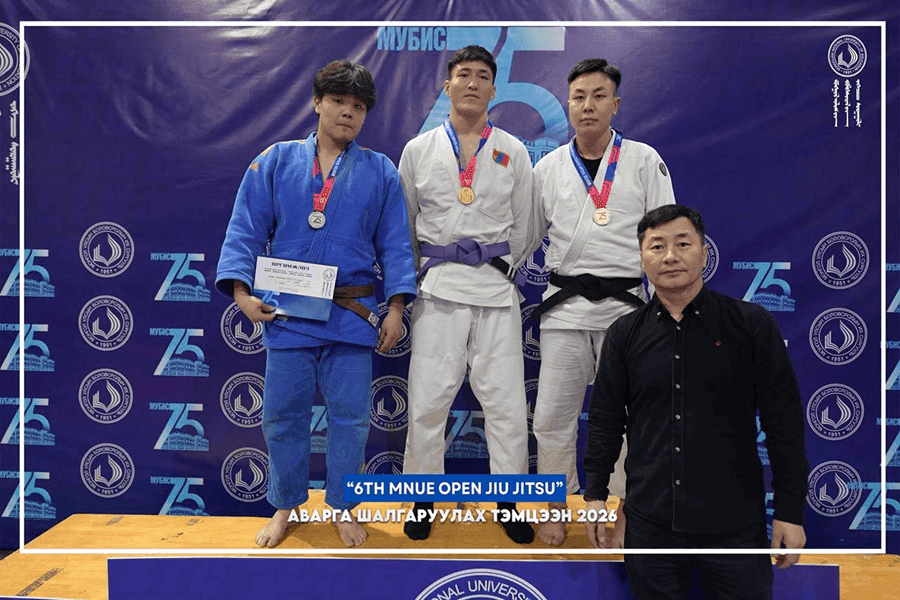 ЖҮДО БОЛОН ЖЮҮ ЖИЦҮ БӨХИЙН АВАРГА ШАЛГАРУУЛАХ "MNUE OPEN" ТЭМЦЭЭНЭЭС ХОС ХҮРЭЛ МЕДАЛЬ ХҮРТЛЭЭ